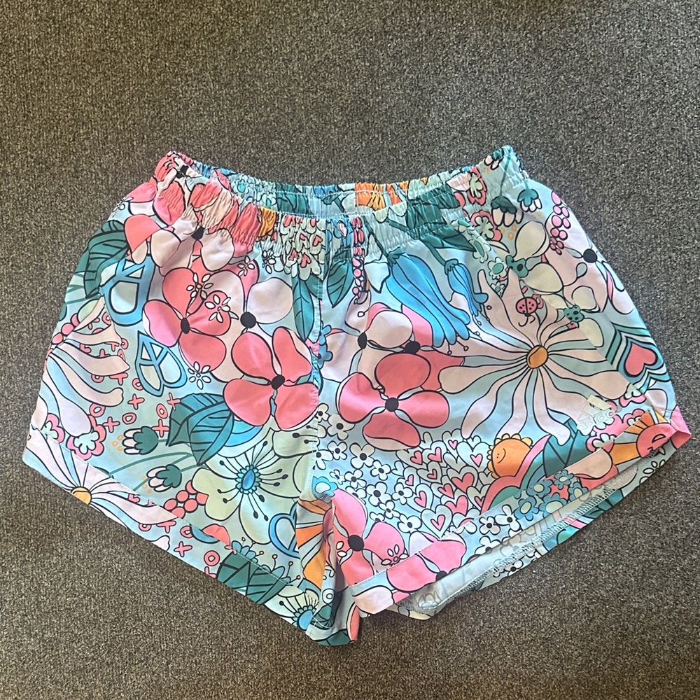 adidas Kids Floral Shorts - Pink and Blue